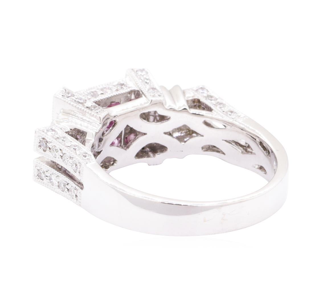 1.30 ctw Pink Sapphire And Diamond Ring - 14KT White Gold