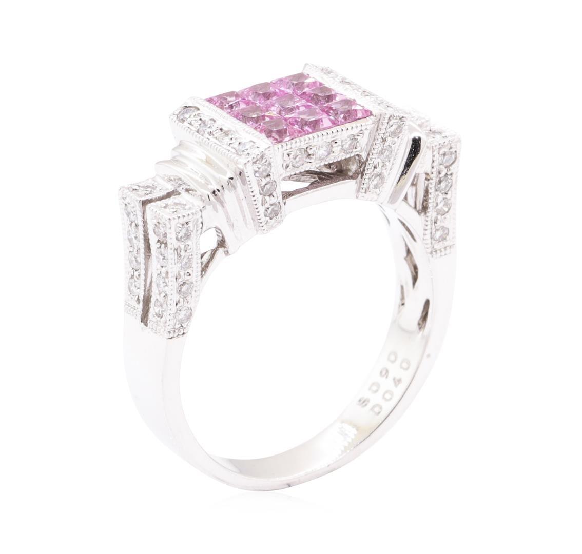 1.30 ctw Pink Sapphire And Diamond Ring - 14KT White Gold