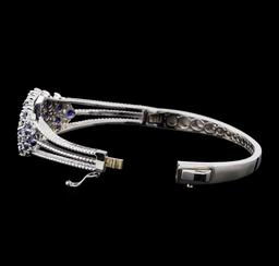 5.44 ctw Sapphire and Diamond Bangle Bracelet - 14KT White Gold