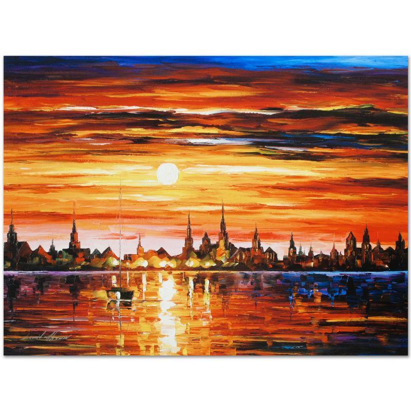 Sunset in Barcelona by Afremov, Leonid