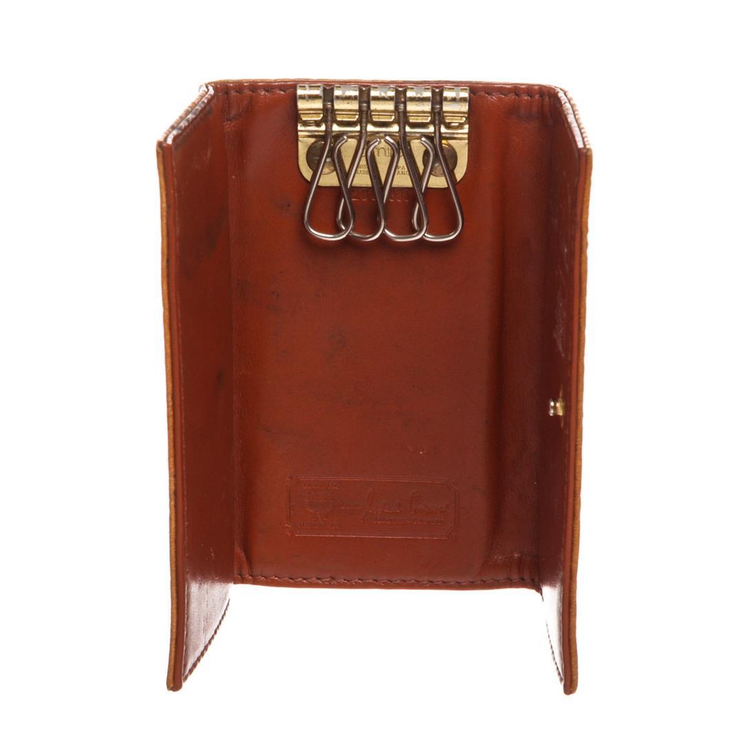 MCM Tan Cognac Canvas Leather 4 Key Holder