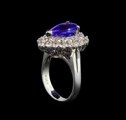 14KT White Gold 3.11 ctw Tanzanite and Diamond Ring