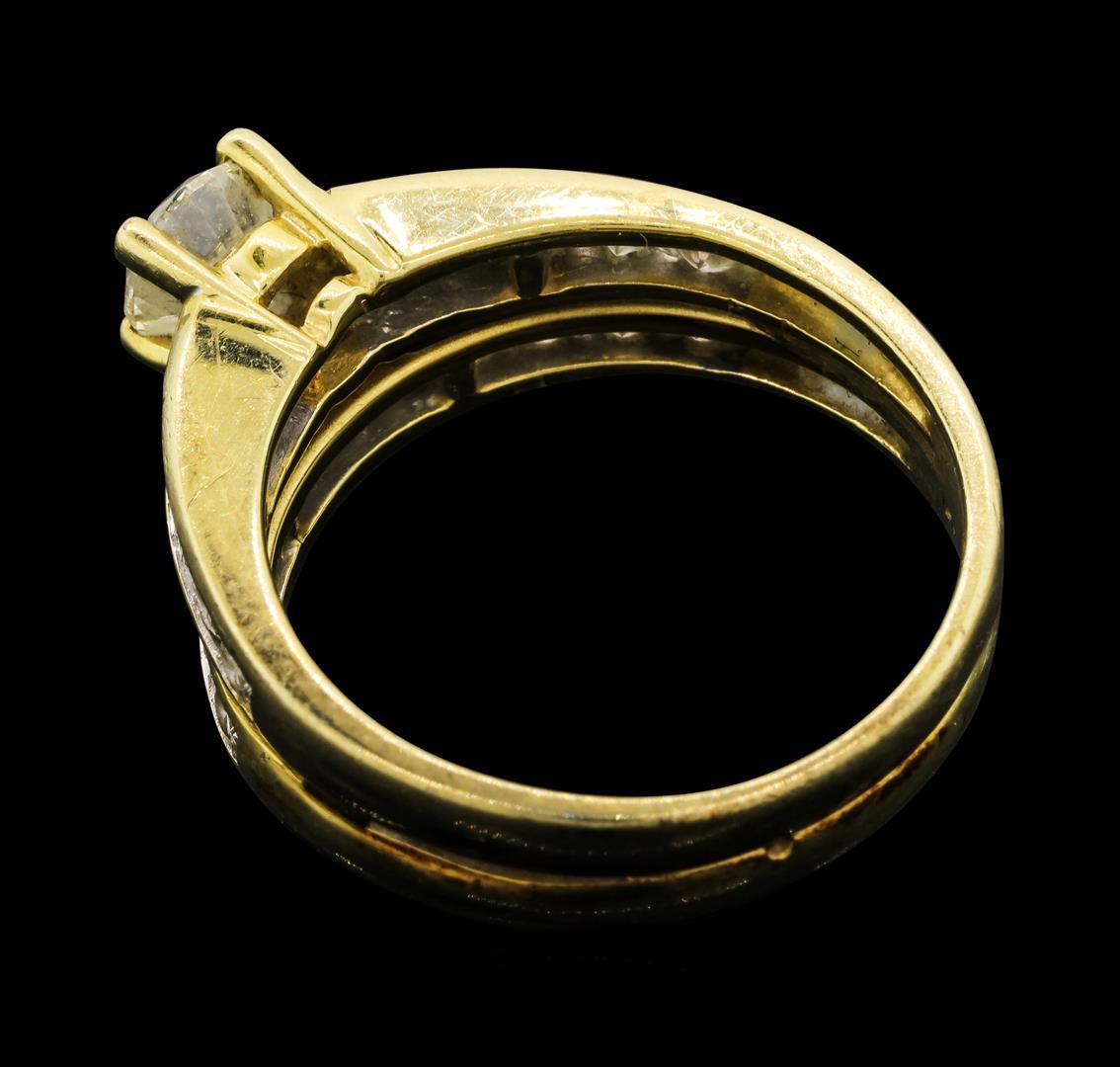 1.35 ctw Diamond Ring Soldered To Wedding Band - 14KT Yellow Gold