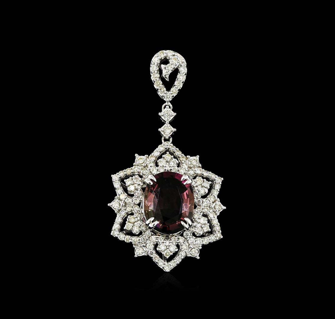 2.20 ctw Tourmaline and Diamond Pendant - 14KT White Gold