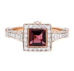 2.56 ctw Rhodolite Garnet And Diamond Ring - 18KT Rose Gold