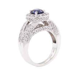 1.74 ctw Sapphire And Diamond Ring - 14KT White Gold