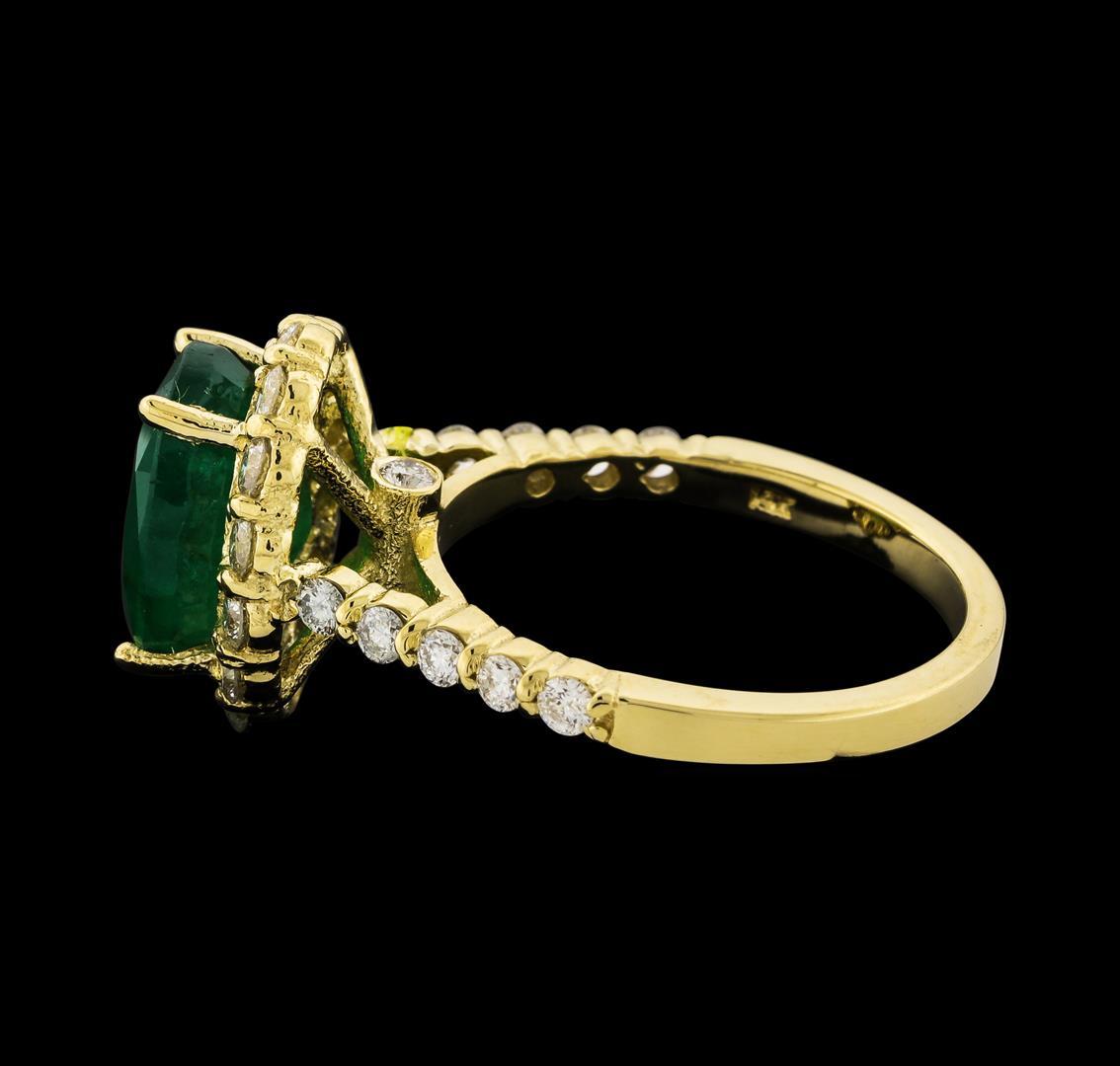 3.37 ctw Emerald and Diamond Ring - 14KT Yellow Gold