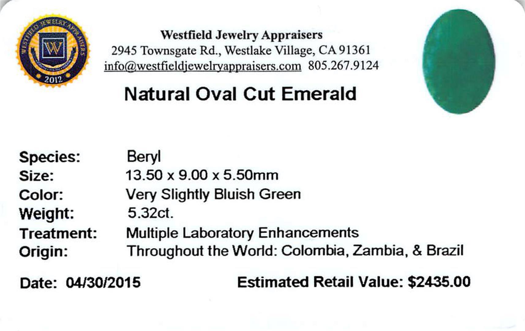 5.32 ctw Oval Emerald Parcel