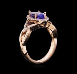 2.13 ctw Tanzanite and Diamond Ring - 14KT Rose Gold