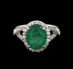 3.00 ctw Emerald and Diamond Ring - 14KT White Gold