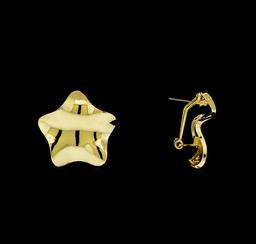 Glossy Star Shaped Post Earrings - Gold Plated