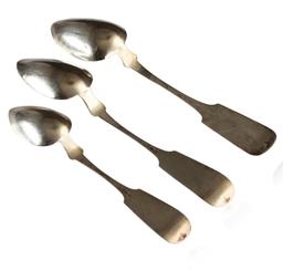 3 Fiddle Tip Coin Silver Spoons 1835