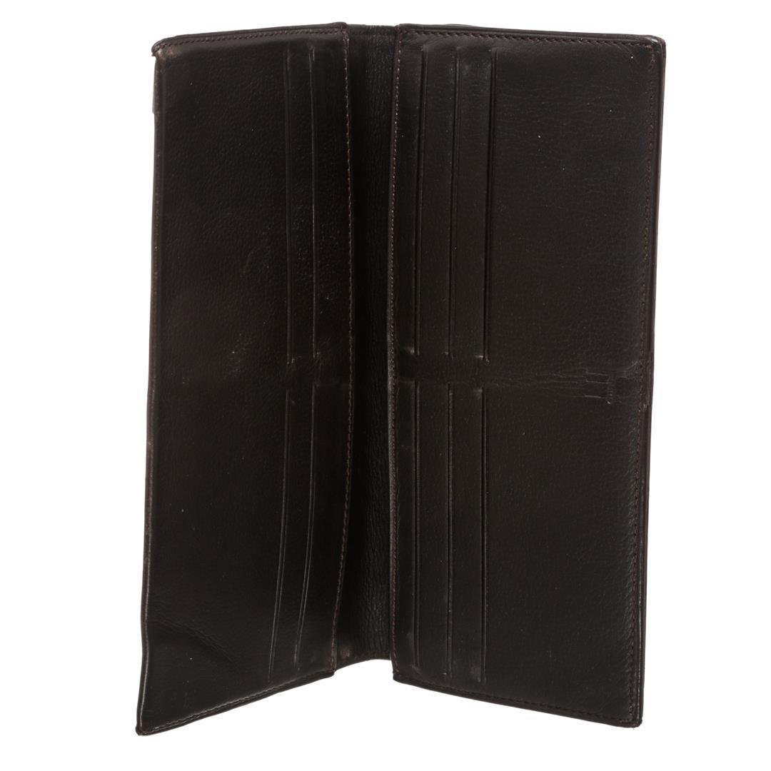 Dunhill Dark Brown Canvas Leather Bifold Long Wallet