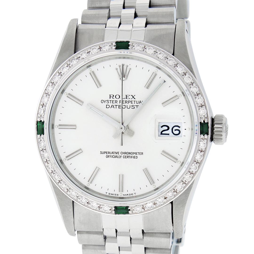 Rolex Mens Stainless Steel Silver Index Diamond 36MM Datejust Wristwatch