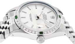Rolex Mens Stainless Steel Silver Index Diamond 36MM Datejust Wristwatch
