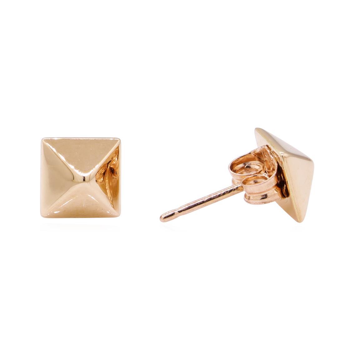 Pyramid Shaped Stud Earrings - 14KT Yellow Gold