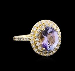 4.03 ctw Tanzanite and Diamond Ring - 14KT Yellow Gold