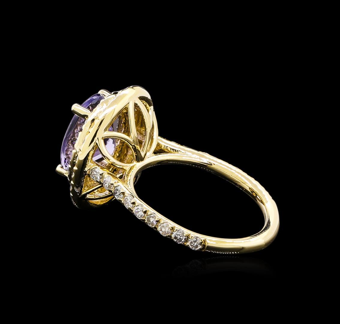 4.03 ctw Tanzanite and Diamond Ring - 14KT Yellow Gold