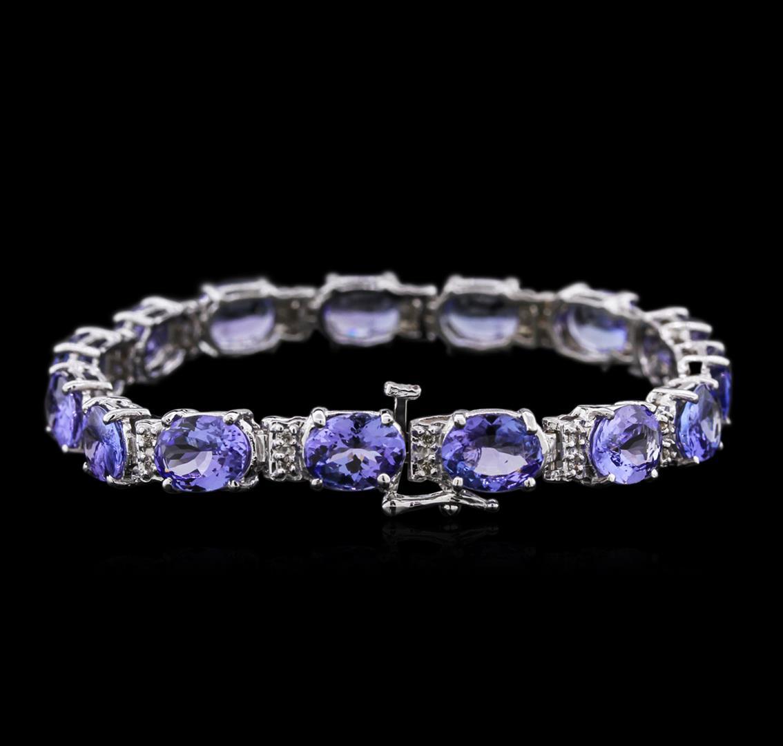 14KT White Gold 27.90 ctw Tanzanite and Diamond Bracelet