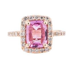 2.43 ctw Pink Sapphire And Diamond Ring - 14KT Rose Gold