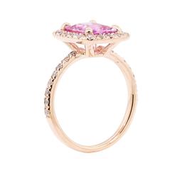 2.43 ctw Pink Sapphire And Diamond Ring - 14KT Rose Gold