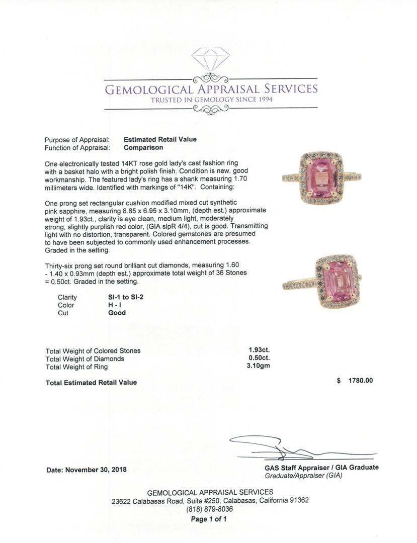 2.43 ctw Pink Sapphire And Diamond Ring - 14KT Rose Gold