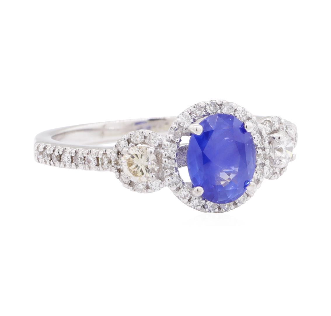 1.64 ctw Sapphire And Diamond Ring - 18KT White Gold