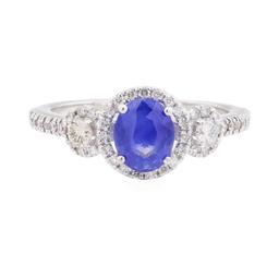 1.64 ctw Sapphire And Diamond Ring - 18KT White Gold