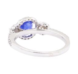 1.64 ctw Sapphire And Diamond Ring - 18KT White Gold