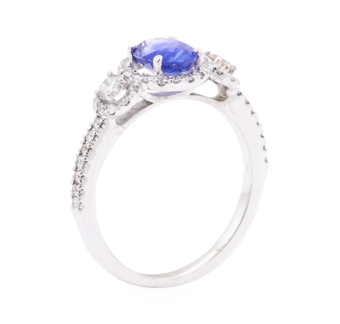 1.64 ctw Sapphire And Diamond Ring - 18KT White Gold