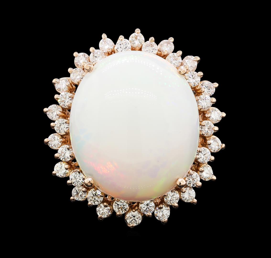 16.08 ctw Opal and Diamond Ring - 14KT Rose Gold