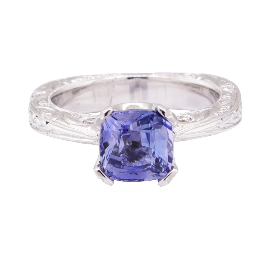 2.25 ctw Blue Sapphire And Diamond Ring - 18KT White Gold