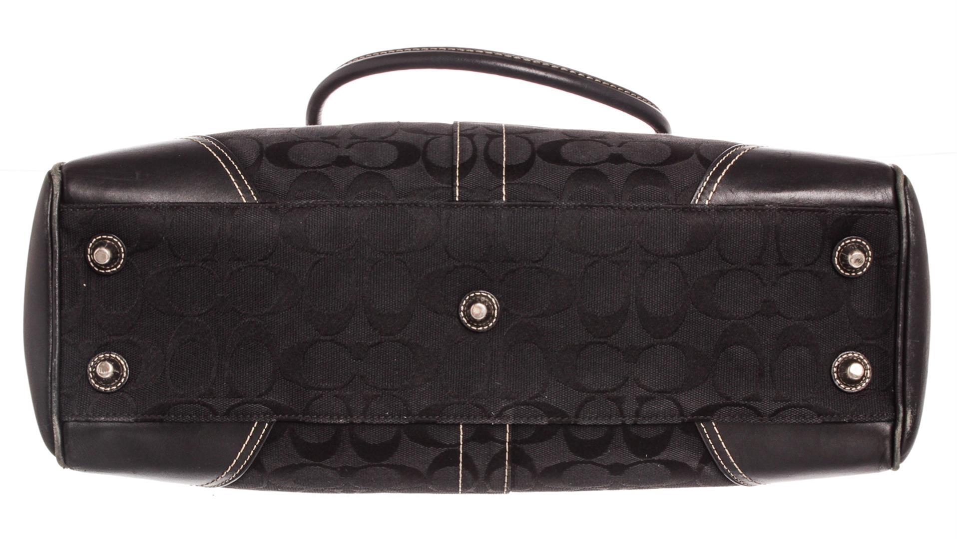 Coach Black Monogram Canvas Leather Medium Shoulder Handbag