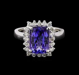 3.25 ctw Tanzanite and Diamond Ring - 14KT White Gold