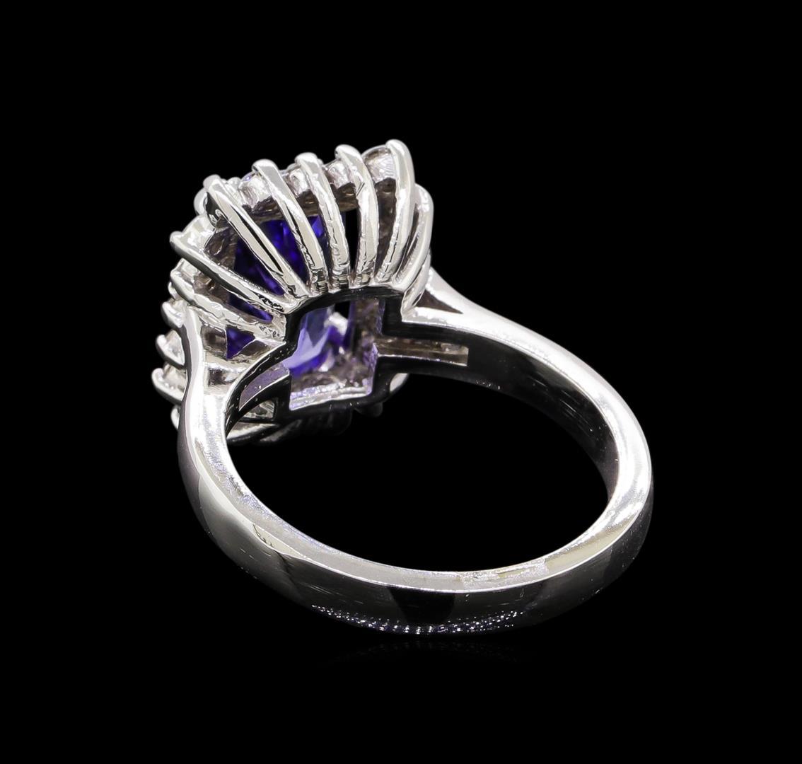 3.25 ctw Tanzanite and Diamond Ring - 14KT White Gold