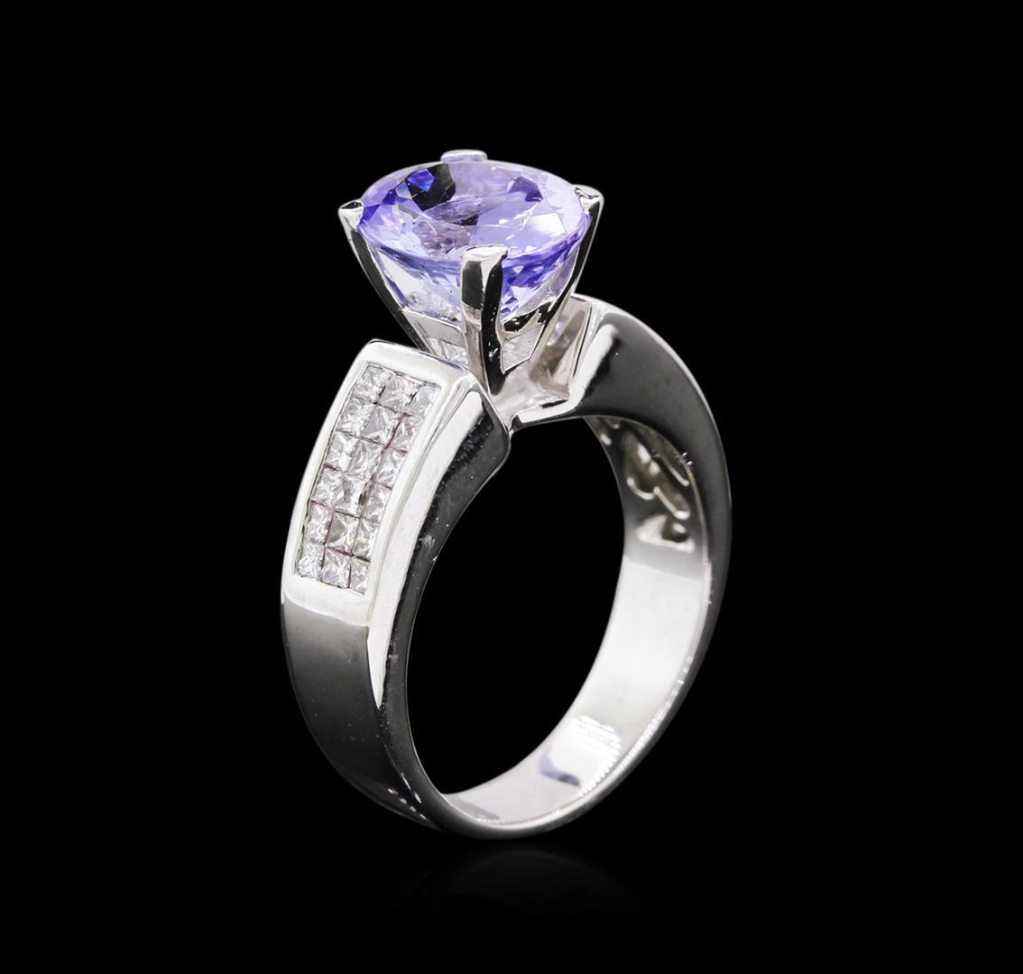 3.25 ctw Tanzanite and Diamond Ring - 18KT White Gold