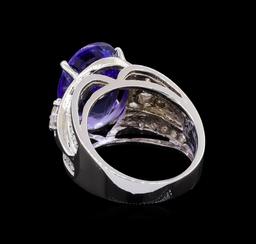 8.85 ctw Tanzanite and Diamond Ring - 14KT White Gold