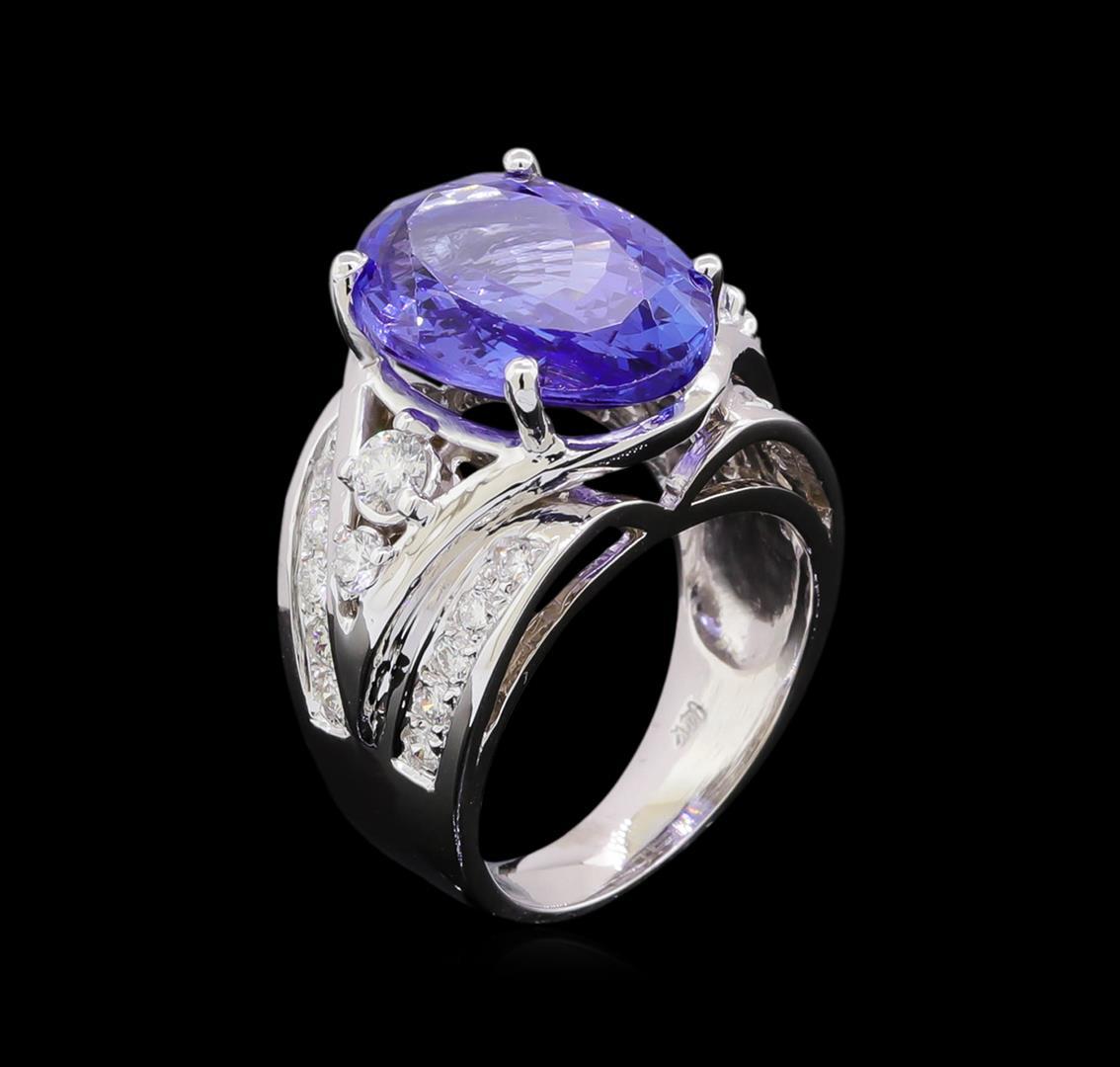 8.85 ctw Tanzanite and Diamond Ring - 14KT White Gold