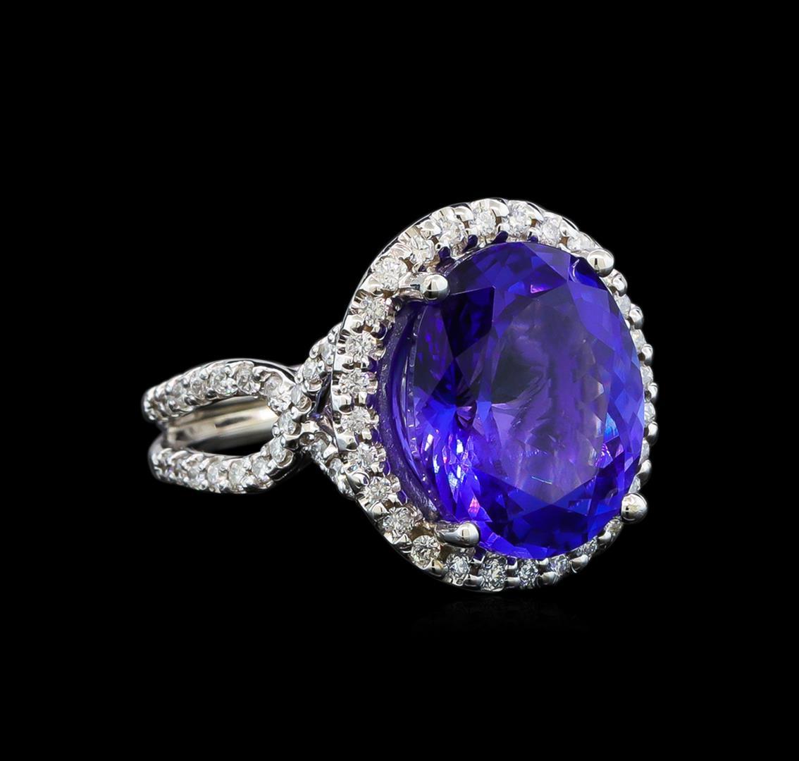 GIA Cert 8.82 ctw Tanzanite and Diamond Ring - 14KT White Gold