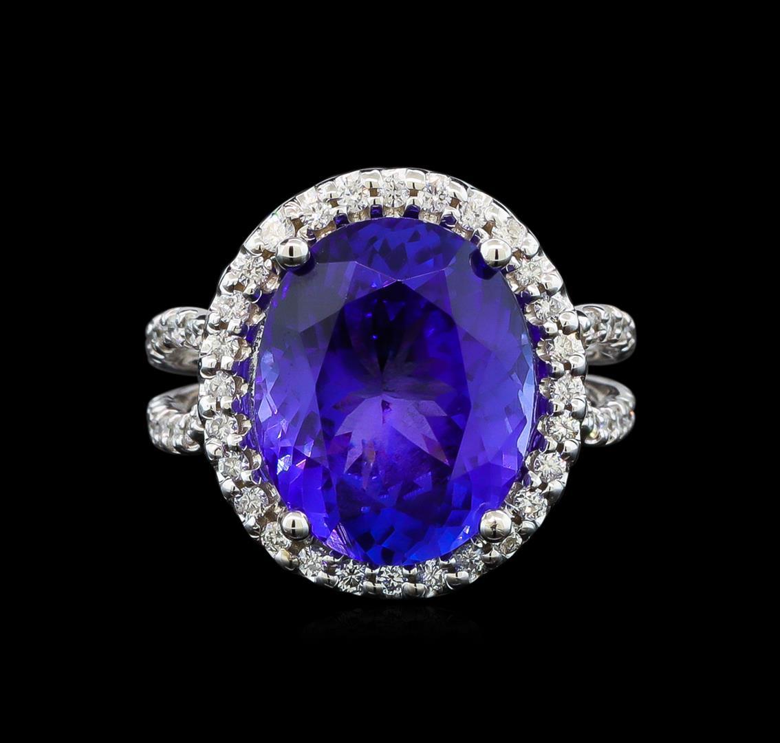 GIA Cert 8.82 ctw Tanzanite and Diamond Ring - 14KT White Gold