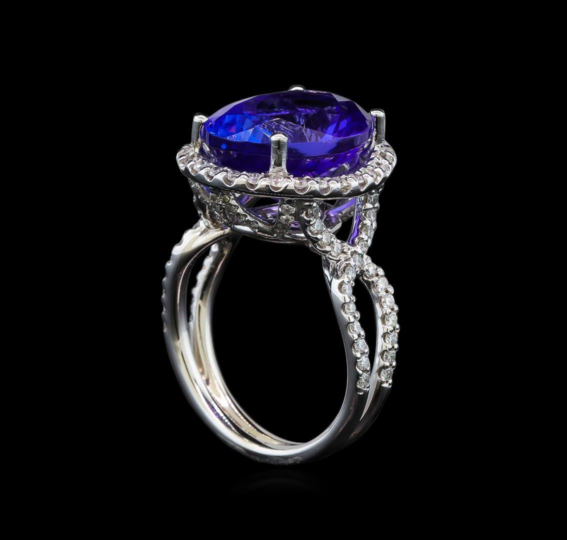 GIA Cert 8.82 ctw Tanzanite and Diamond Ring - 14KT White Gold