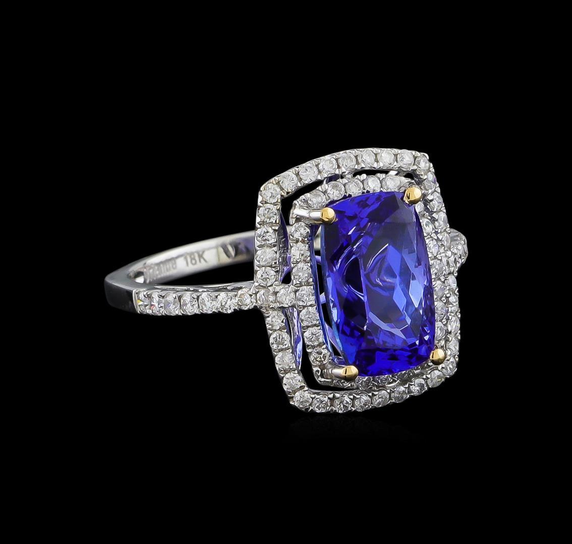 3.70 ctw Tanzanite and Diamond Ring - 18KT White Gold