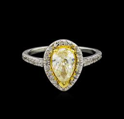 1.25 ctw Fancy Light Yellow Diamond Ring - 14KT Two-Tone Gold