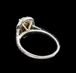 1.25 ctw Fancy Light Yellow Diamond Ring - 14KT Two-Tone Gold