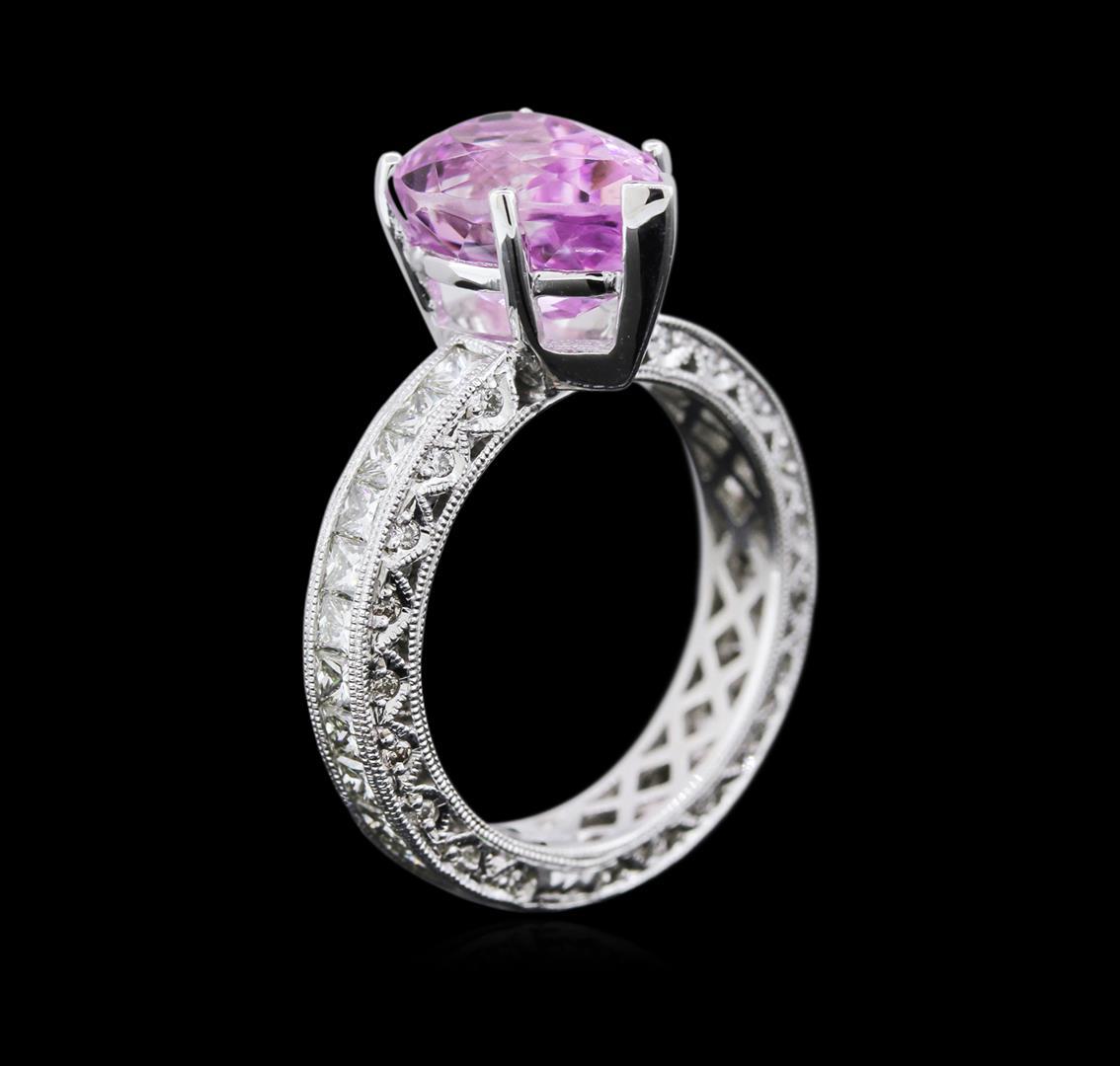 3.17 ctw Kunzite and Diamond Ring - 14KT White Gold