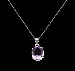 Crayola 7.90 ctw Pink Amethyst Pendant With Chain - 14K White Gold