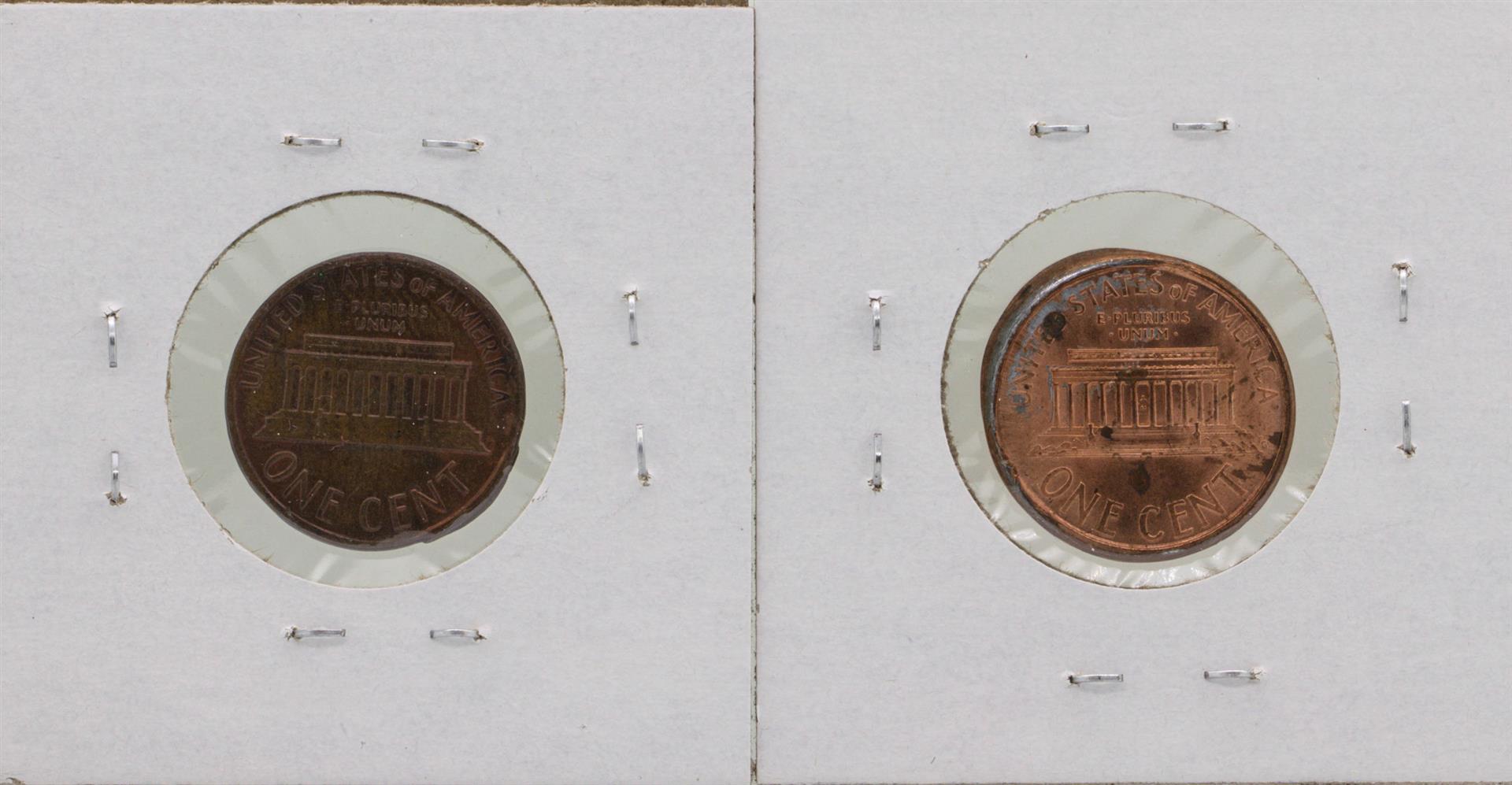 Lot of 1977 Partial Brockage & 1999 Partial Collar Brockage Lincoln Cent ERROR C