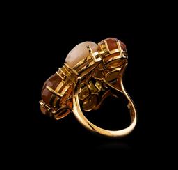 25.14 ctw Sunstone and Diamond Ring - 18KT Yellow Gold