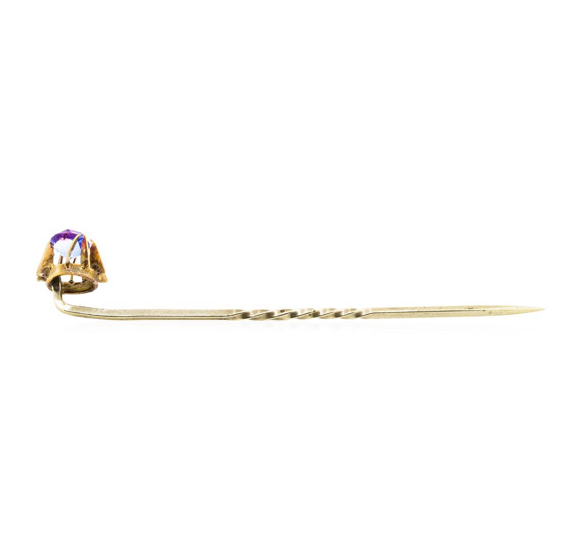 Multi-color Crystal Stick Pin - Yellow Gold Plated