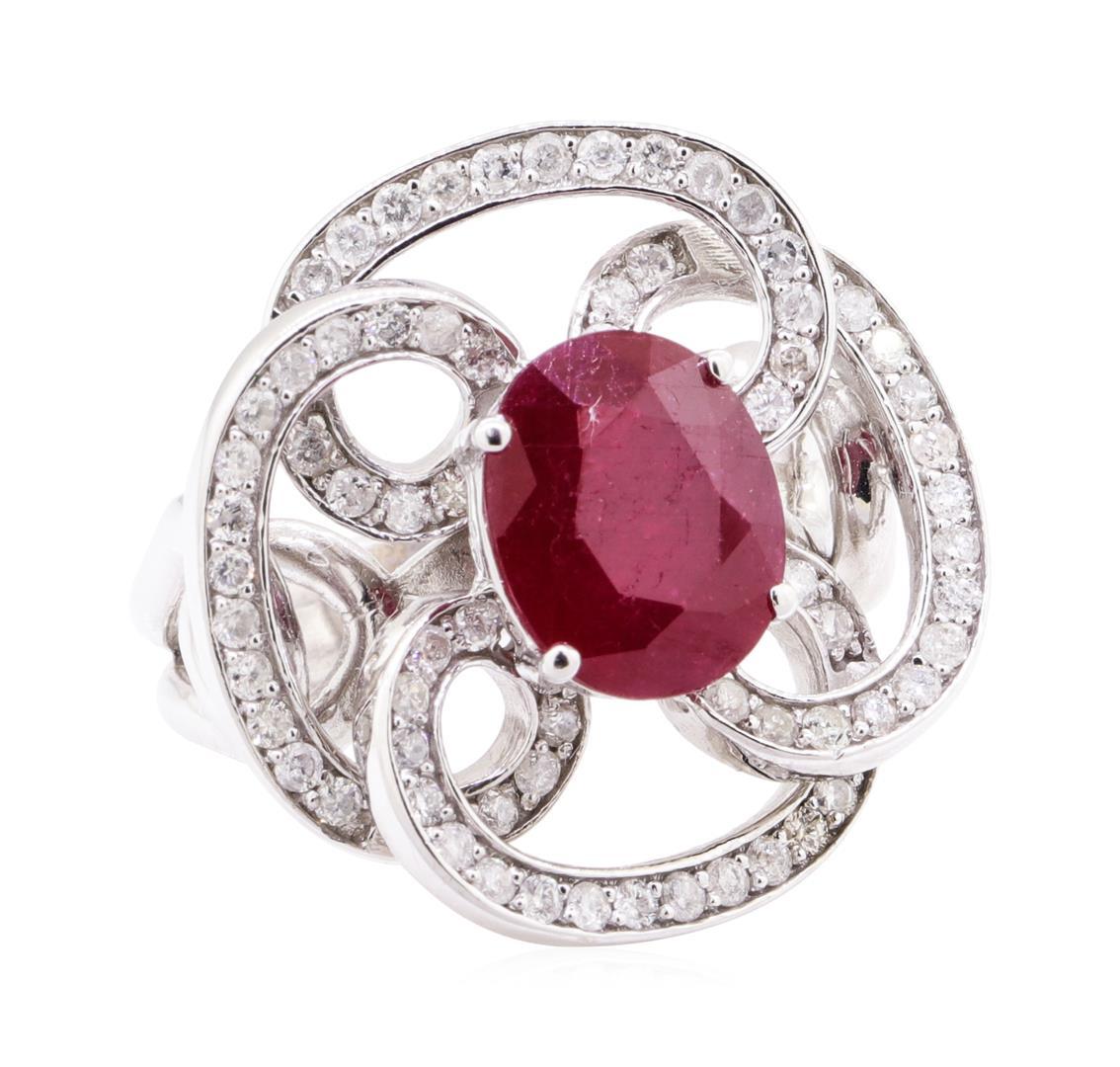 5.78 ctw Ruby And Diamond Ring - 14KT White Gold